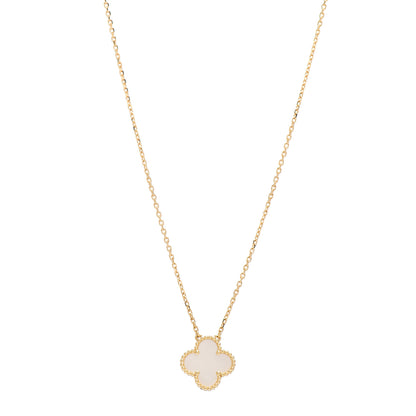 Van Cleef & Arpels 18K Yellow Gold Mother of Pearl Vintage Alhambra Pendant Necklace 1 of 5