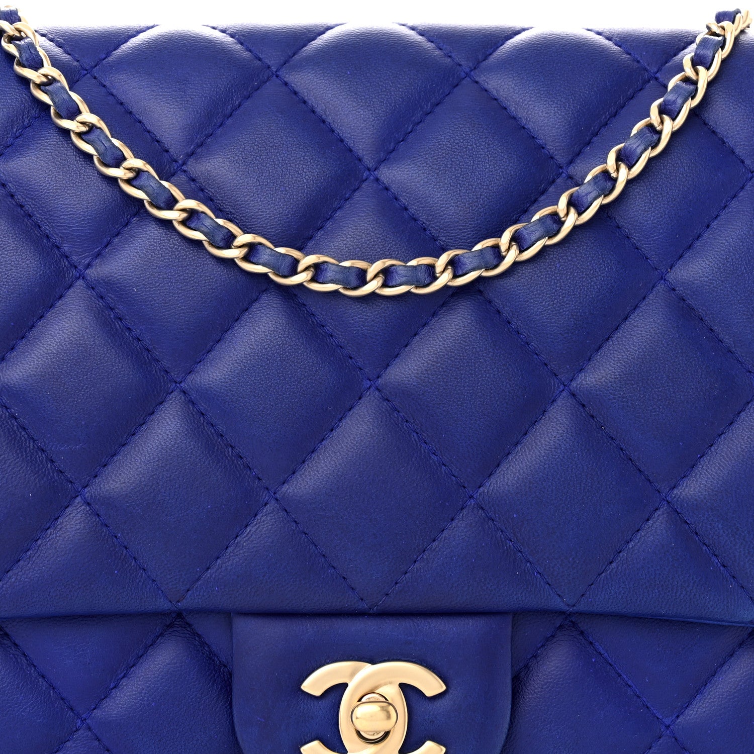 Chanel Lambskin Quilted Clutch with Chain Flap Blue 8 of 11
