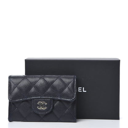 Chanel Caviar Quilted Flap Card Holder Wallet Navy Blue 8 of 8