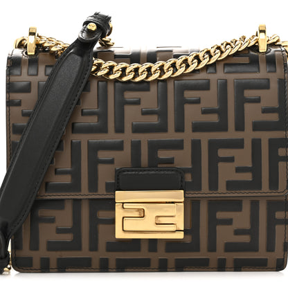 Fendi Vitello Liberty Bi-Color FF 1974 Embossed Small Kan U Shoulder Bag Maya Black 8 of 13
