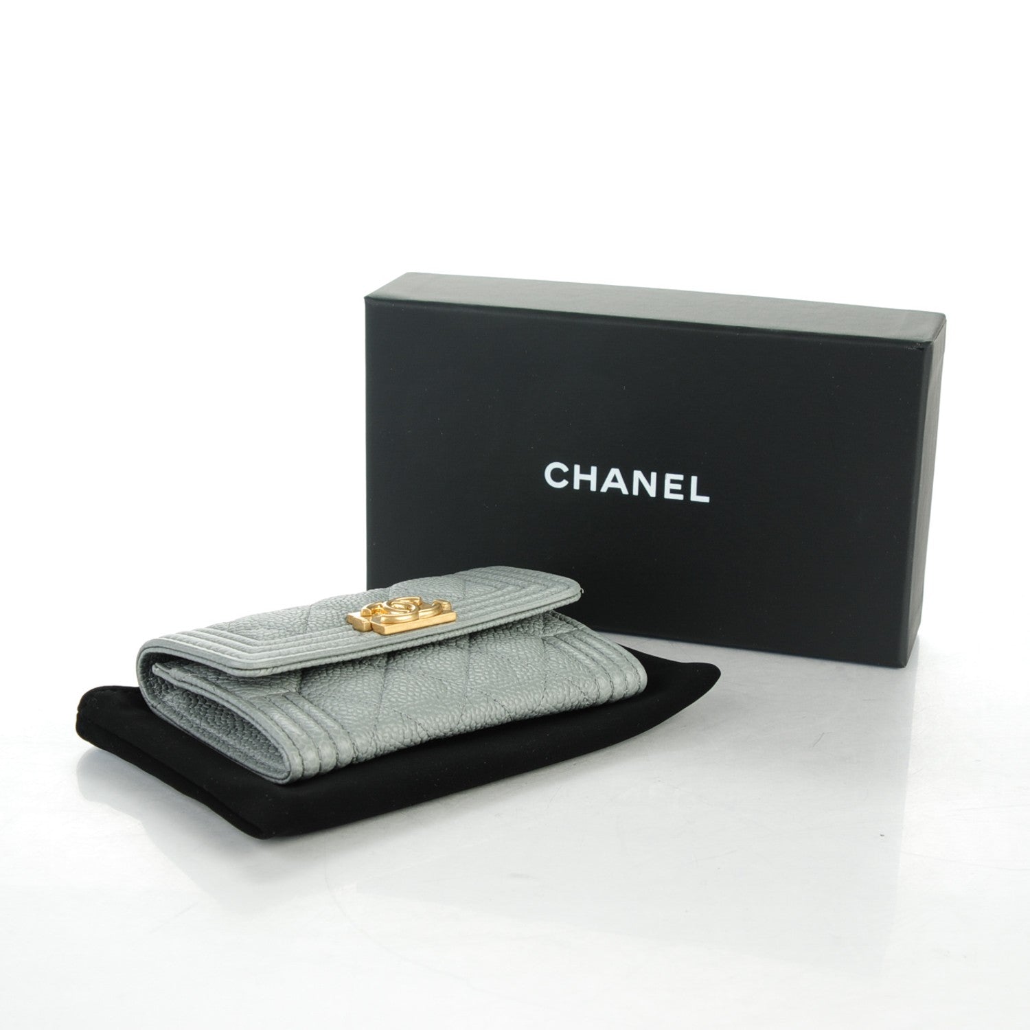 Chanel Caviar Quilted Boy Flap Card Holder Grey 4 of 8