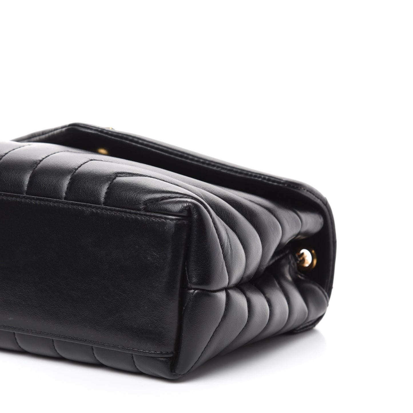 Calfskin Y Quilted Monogram Small Loulou Chain Satchel Black
