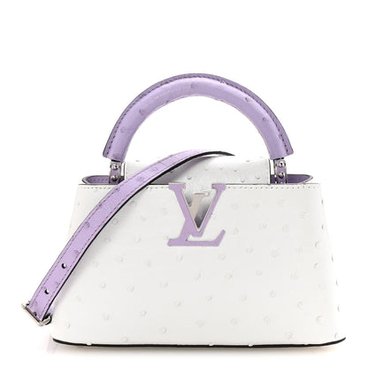 Louis Vuitton Iridescent Ostrich Capucines East West Mini White Pearl Lilac 1 of 9