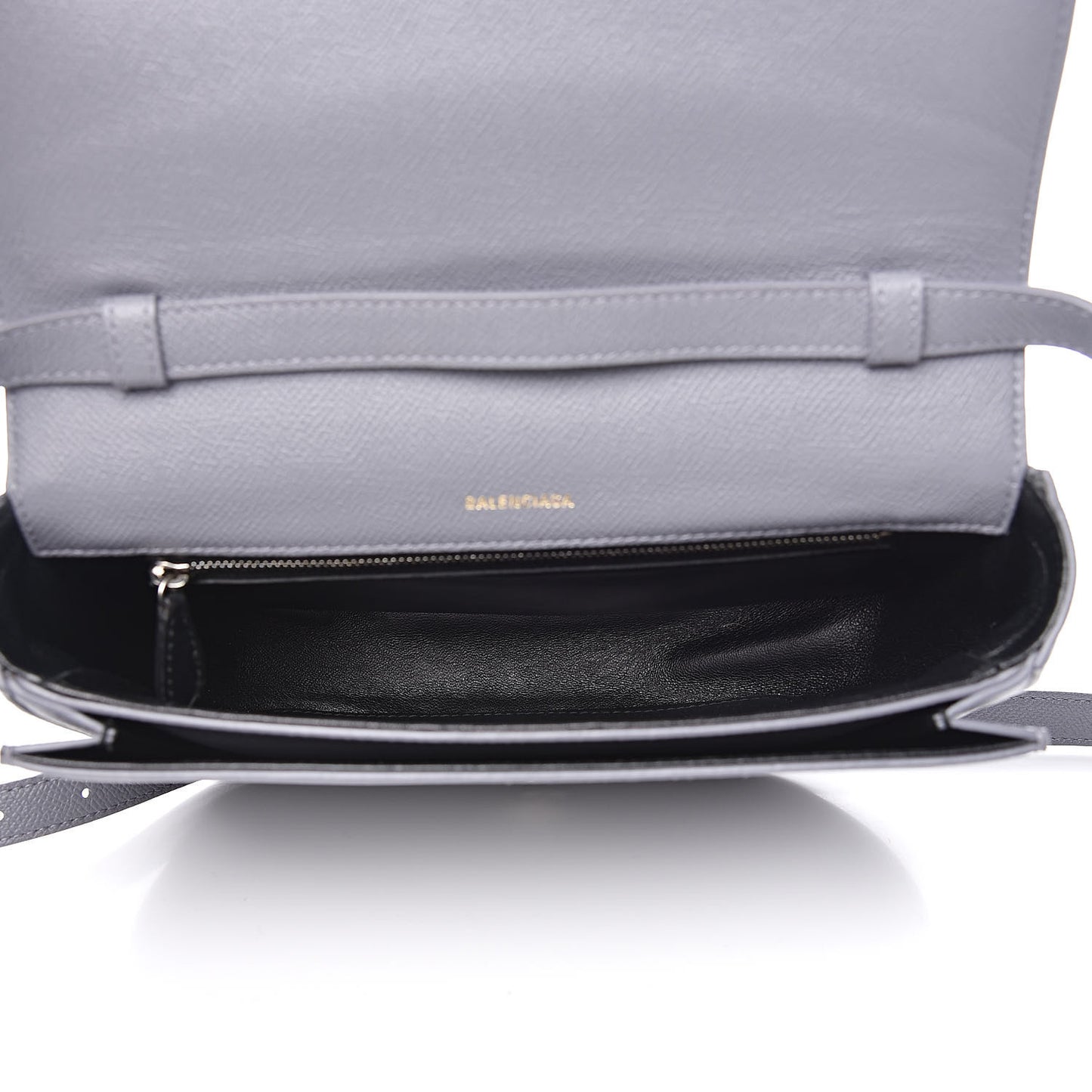 Grained Calfskin Logo S Ville Day Bag Gris Perle Fonce White