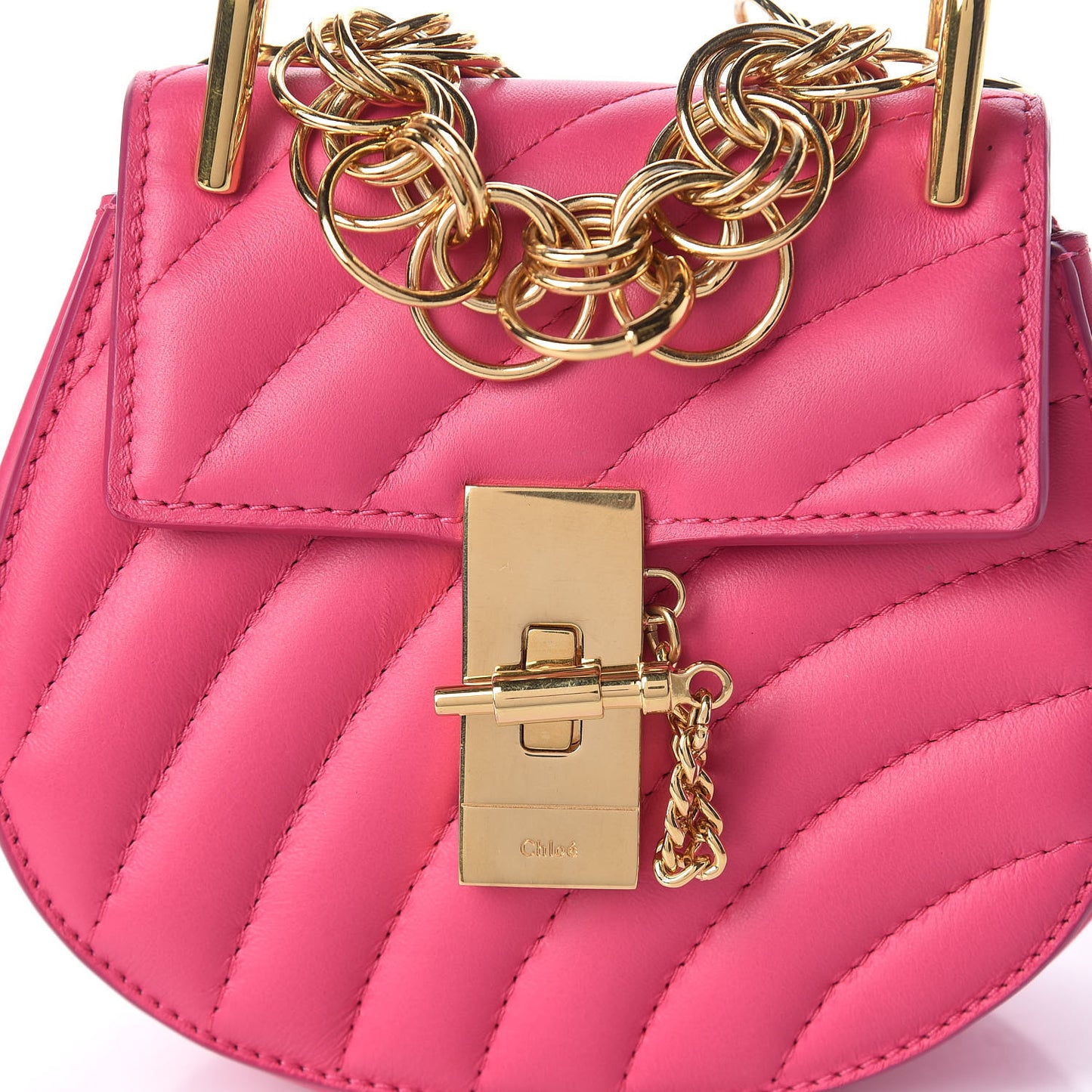 Calfskin Quilted Nano Drew Bijou Shoulder Bag Fuchsia Rose