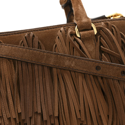 Prada Suede Fringe Galleria Medium Double Zip Tote Cocoa Brown 12 of 13