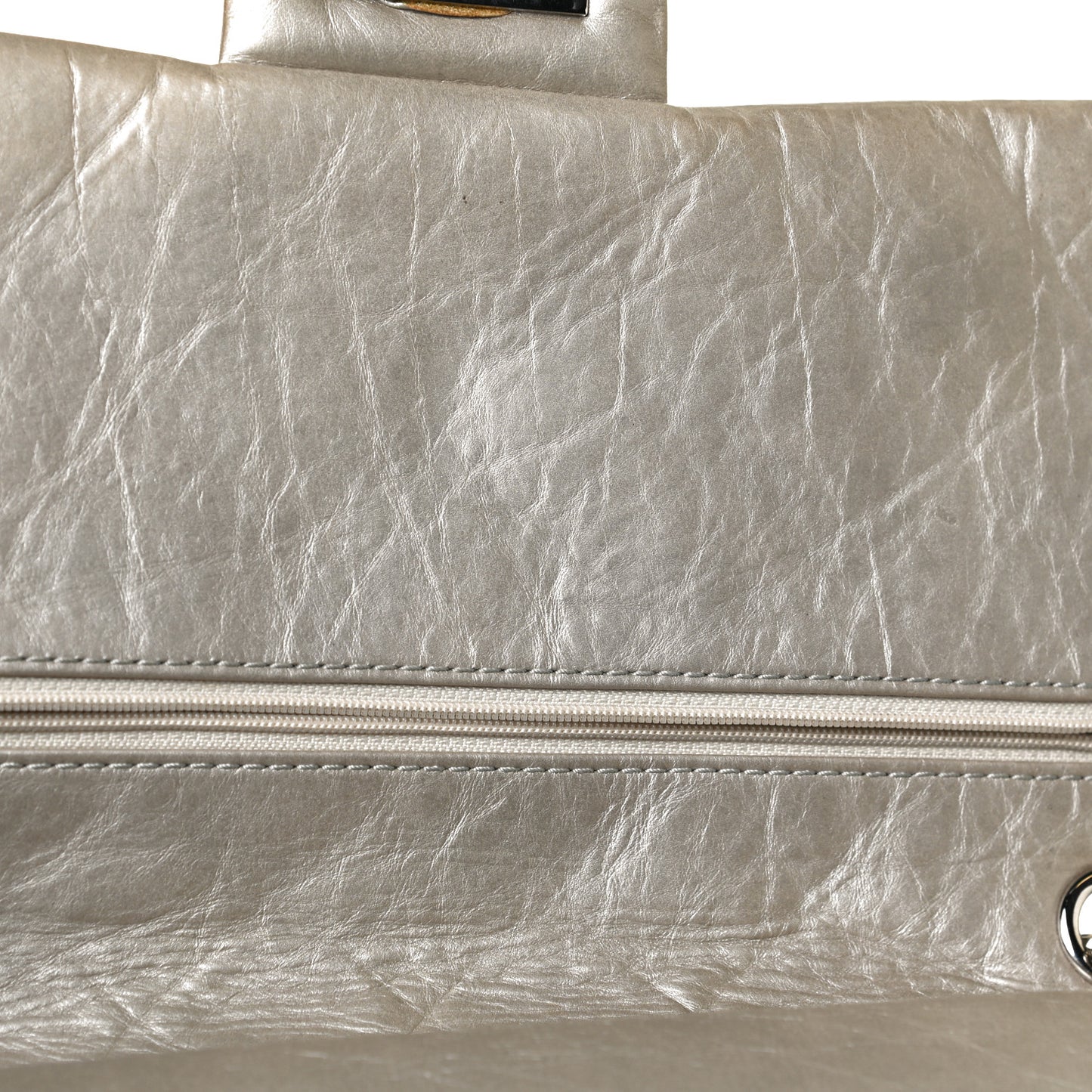 Metallic Aged Calfskin Quilted 2.55 Reissue 227 Flap Grey
