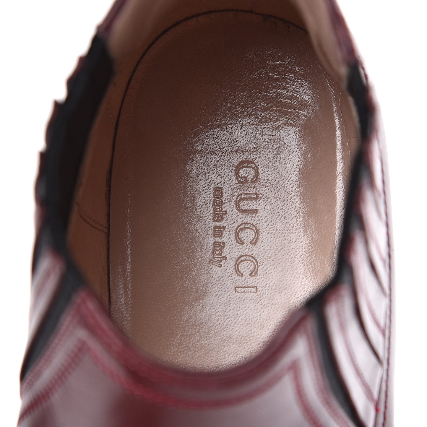 New Waxed Calfskin Womens G Medallion Toe Ankle Boots 37 Red Bordeaux