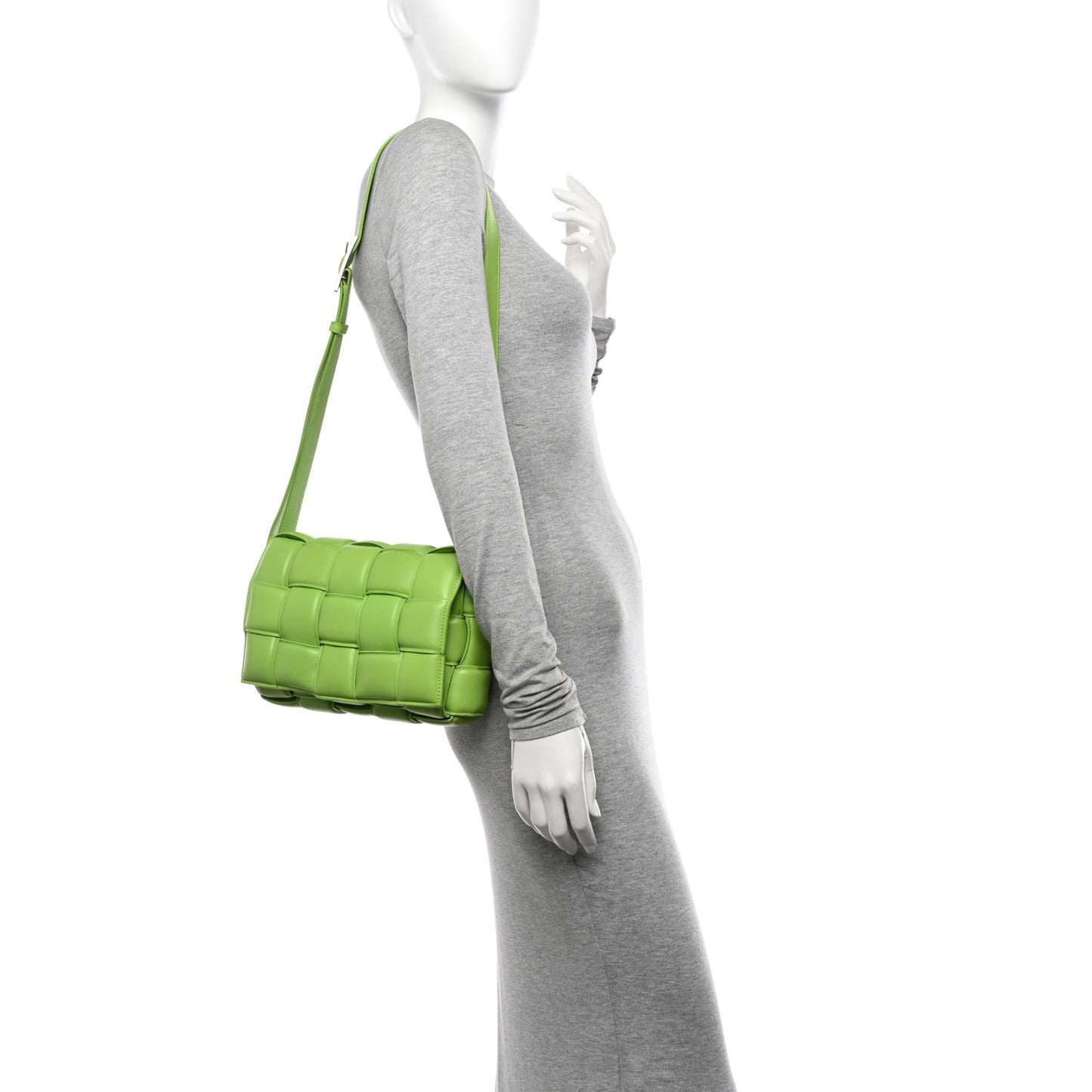 Nappa Maxi Intreccio Padded Cassette Crossbody Bag Acid Green