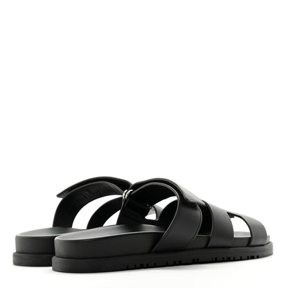 Hermes Calfskin Womens Chypre Sandals 38.5 Black 4 of 9