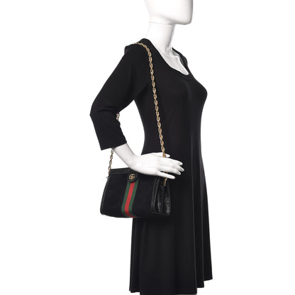 Gucci Suede Patent GG Web Small Ophidia Chain Shoulder Bag Black 2 of 10