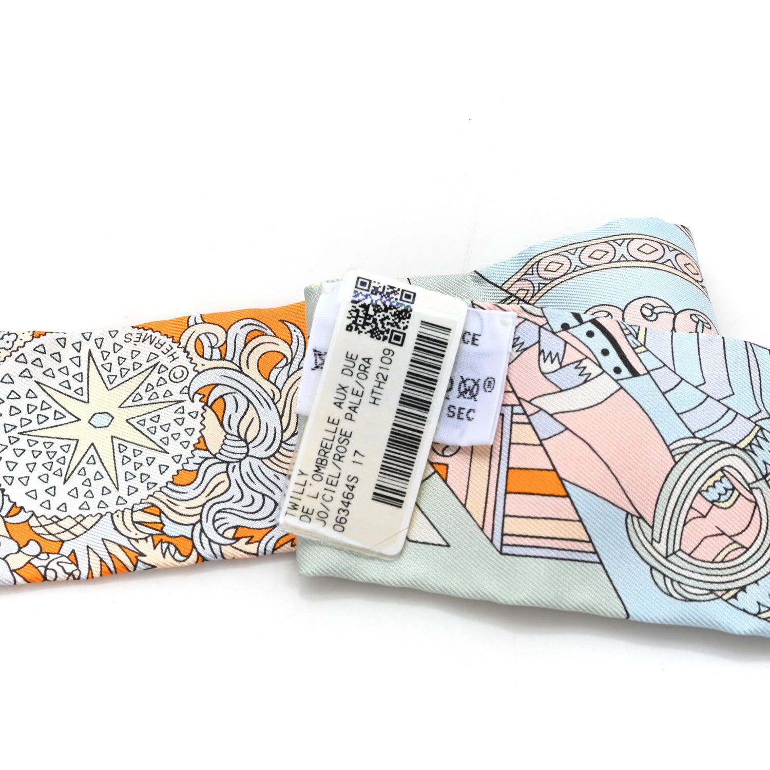Hermes Silk De l'Ombrelle Aux Duels Twilly Ciel Rose Pale Orange 3 of 3