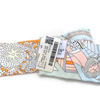 Hermes Silk De l'Ombrelle Aux Duels Twilly Ciel Rose Pale Orange 3 of 3