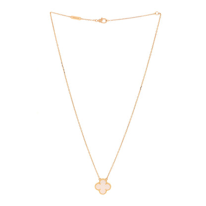 Van Cleef & Arpels 18K Yellow Gold Mother of Pearl Vintage Alhambra Pendant Necklace 3 of 5