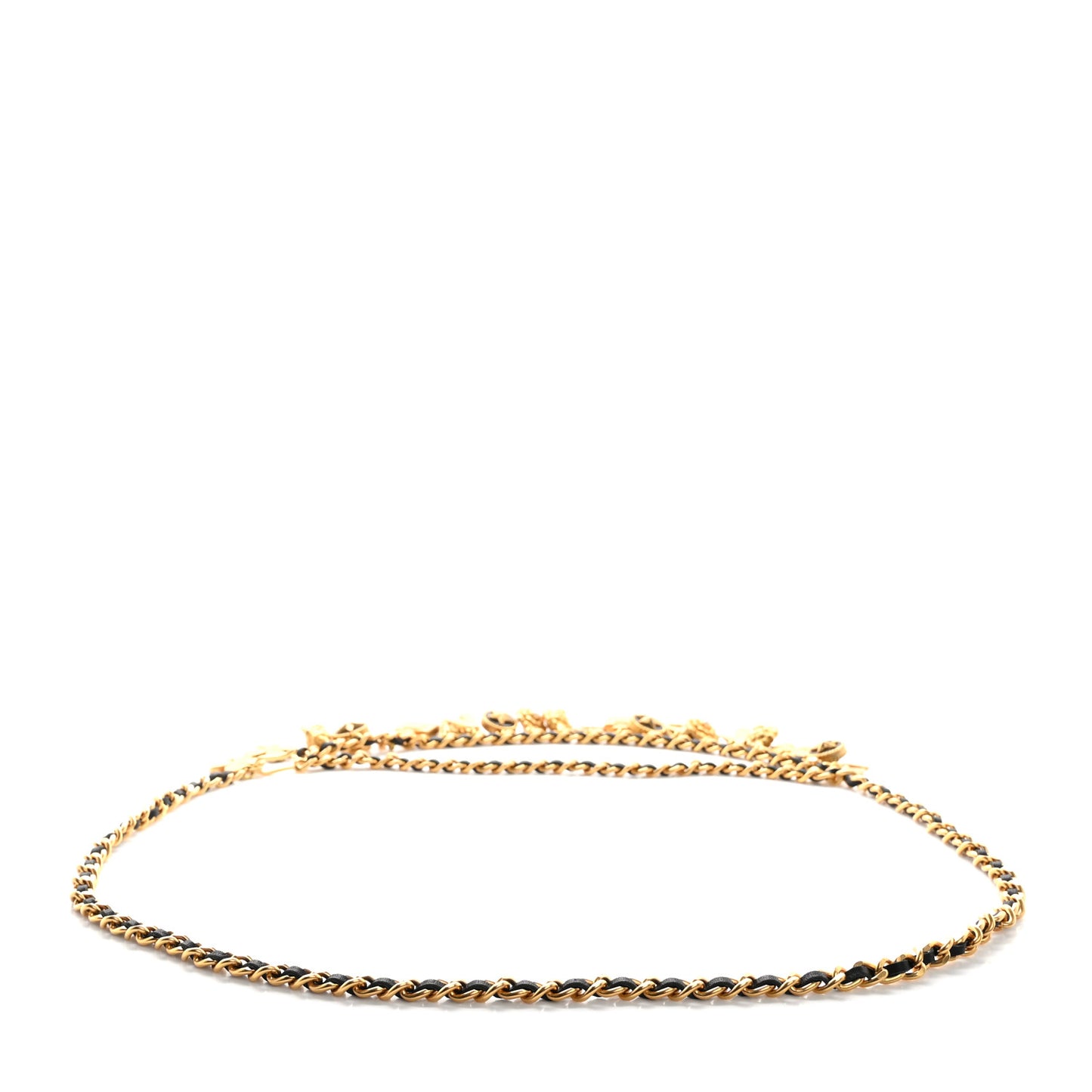 Lambskin Gold Chain Iconic Charm Belt Black Gold