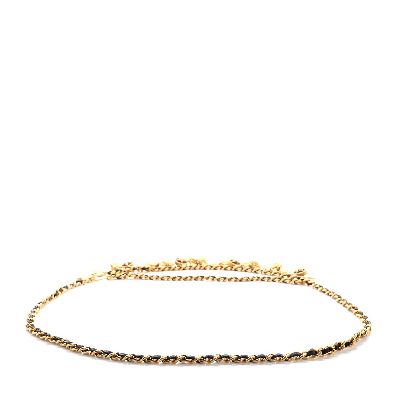 Chanel Lambskin Gold Chain Iconic Charm Belt Black Gold 2 of 5