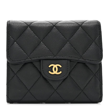 Chanel Lambskin Quilted Compact Flap Wallet Black 1 of 12