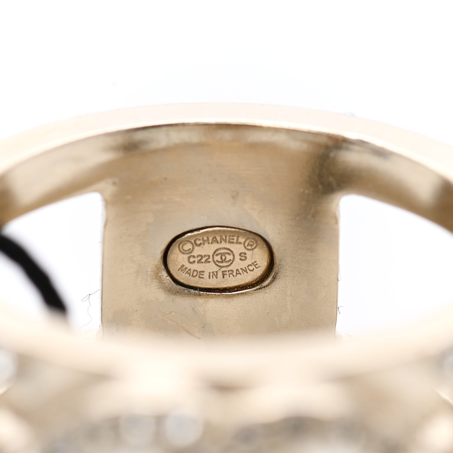 Chanel Metal Crystal CC Star Ring 52 6 Light Gold 4 of 5