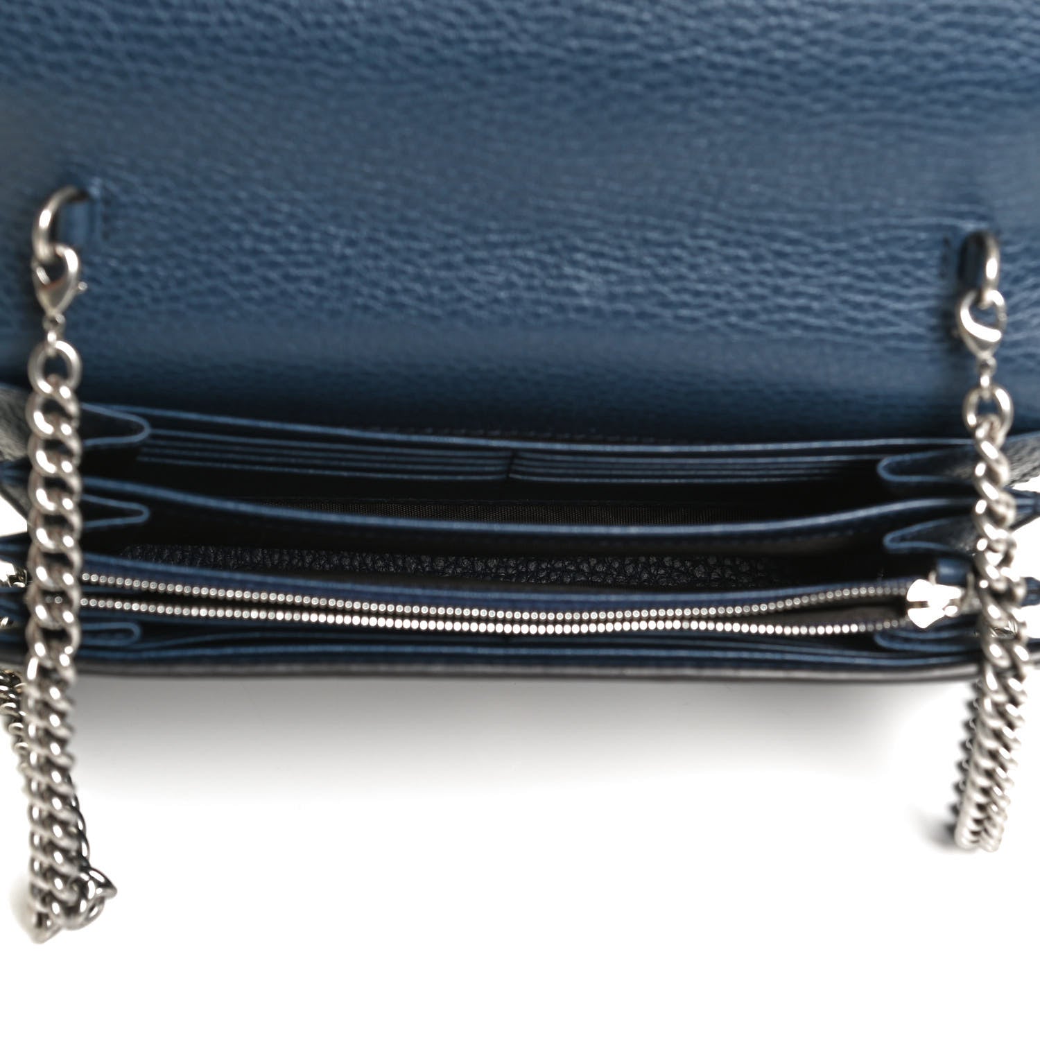 Gucci Dollar Calfskin Crystal Mini Dionysus Chain Wallet Blue Agata Black Diamond 5 of 10