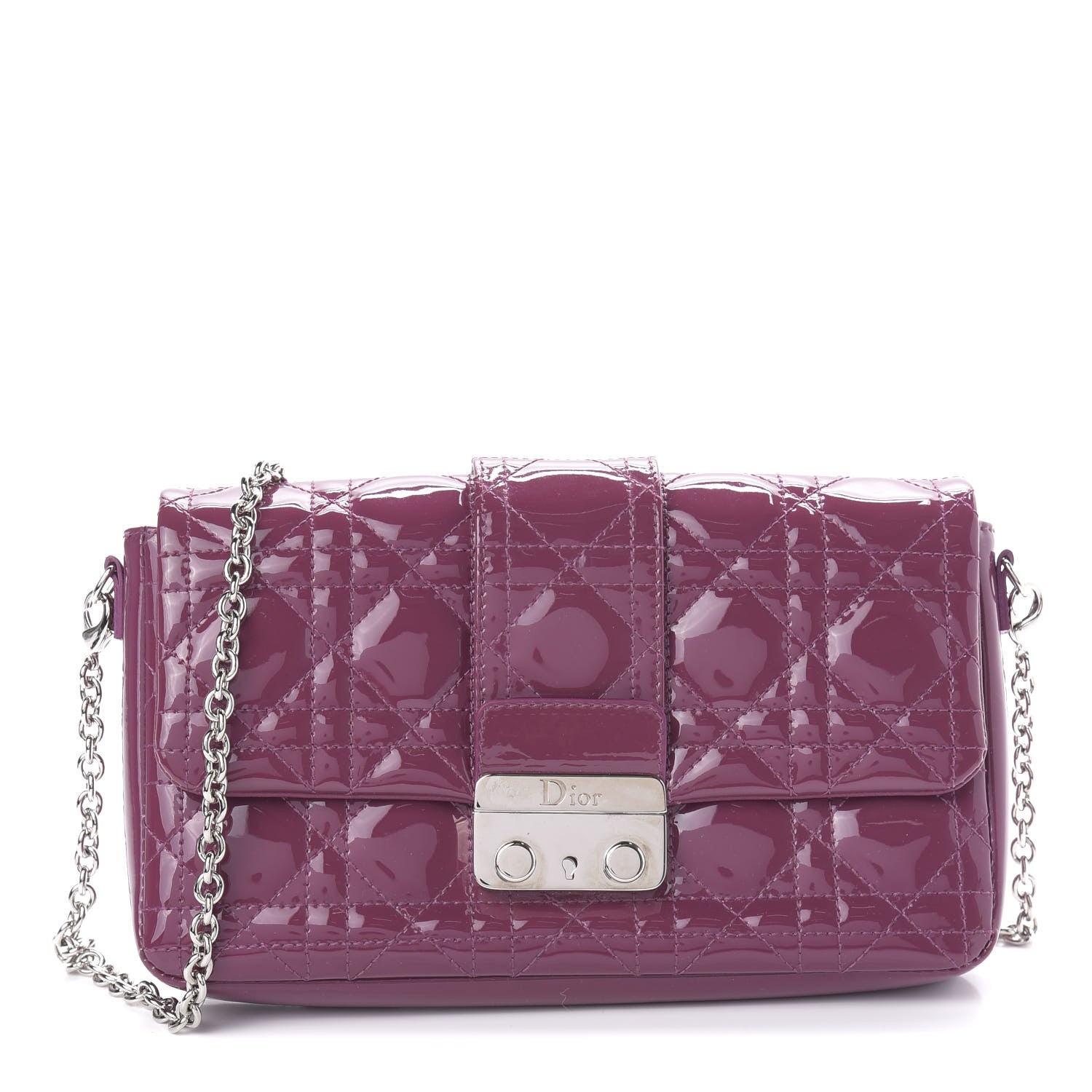 Christian Dior Patent Cannage New Lock Pouch Purple 1 of 10