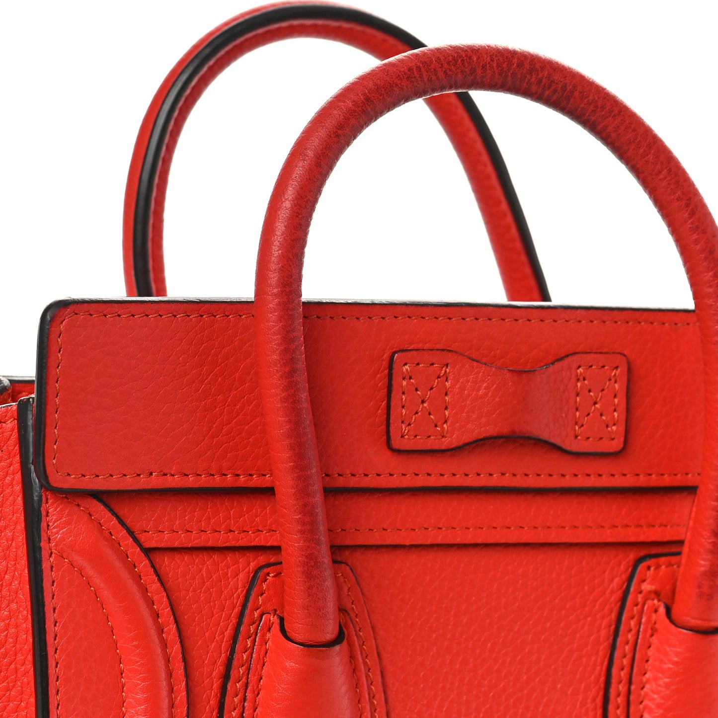 Drummed Calfskin Nano Luggage Coquelicot