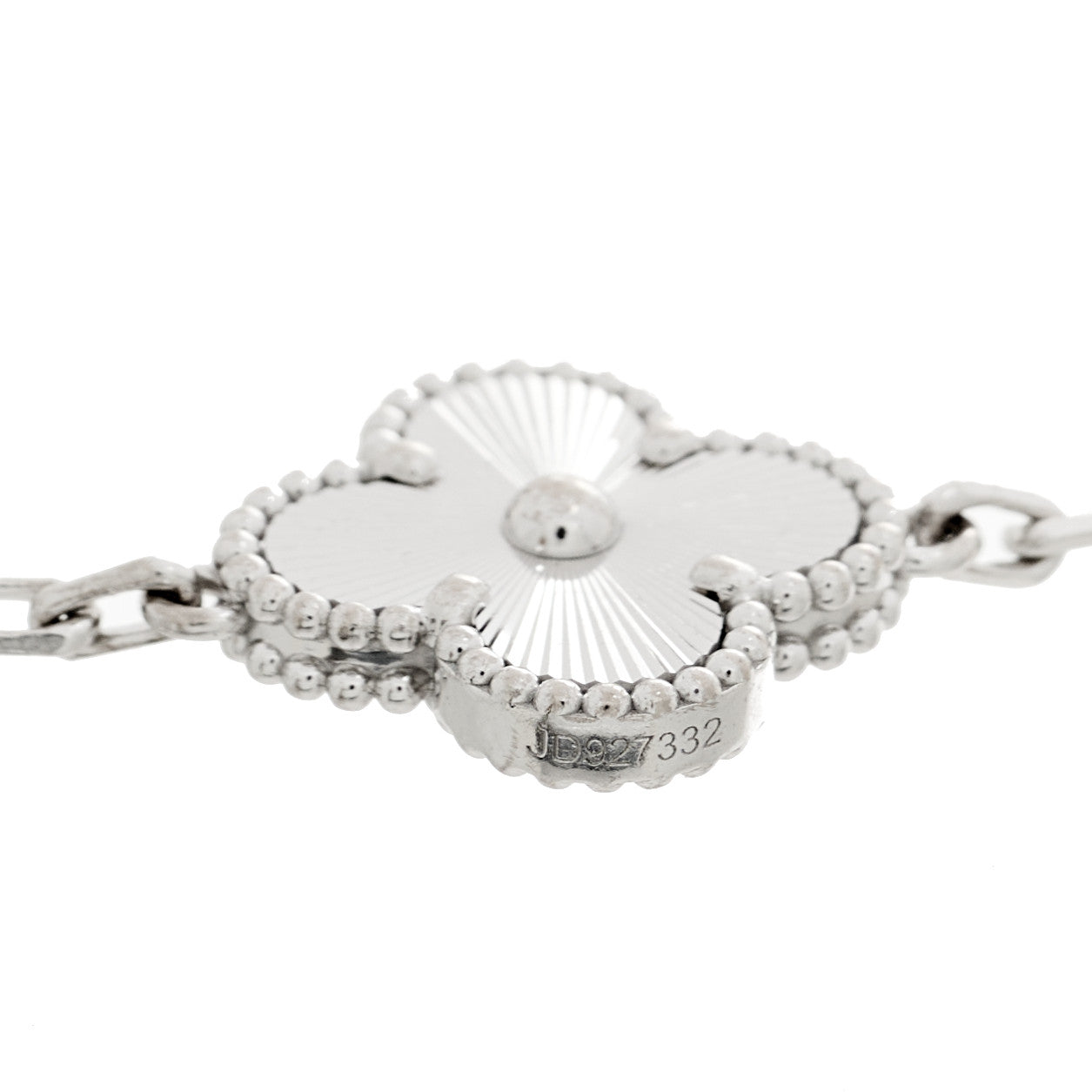 Van Cleef & Arpels 18K White Gold 5 Motifs Guilloche Vintage Alhambra Bracelet 3 of 5