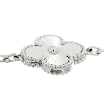 Van Cleef & Arpels 18K White Gold 5 Motifs Guilloche Vintage Alhambra Bracelet 3 of 5