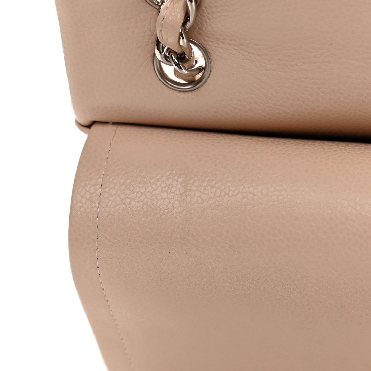 Caviar Quilted Maxi Double Flap Light Beige