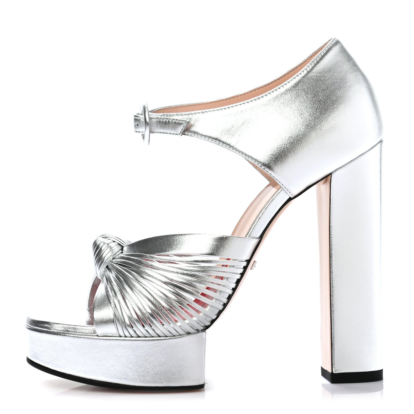 Metallic Nappa Crawford Knotted Strap Platform 37 Silver