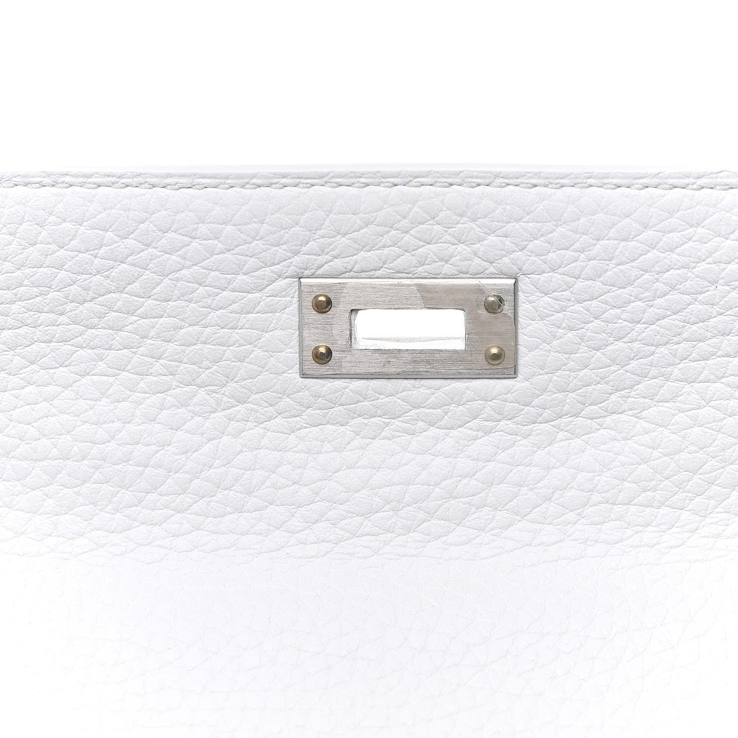 Hermes Taurillon Clemence Horseshoe Kelly Retourne 25 White Black 15 of 43