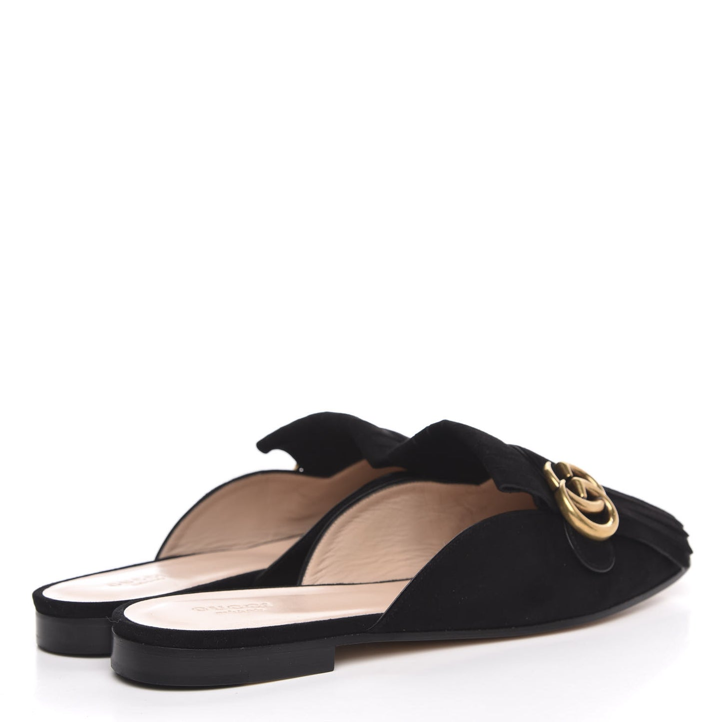 Kid Scamosciato GG Marmont Fringe Slippers 41 Black