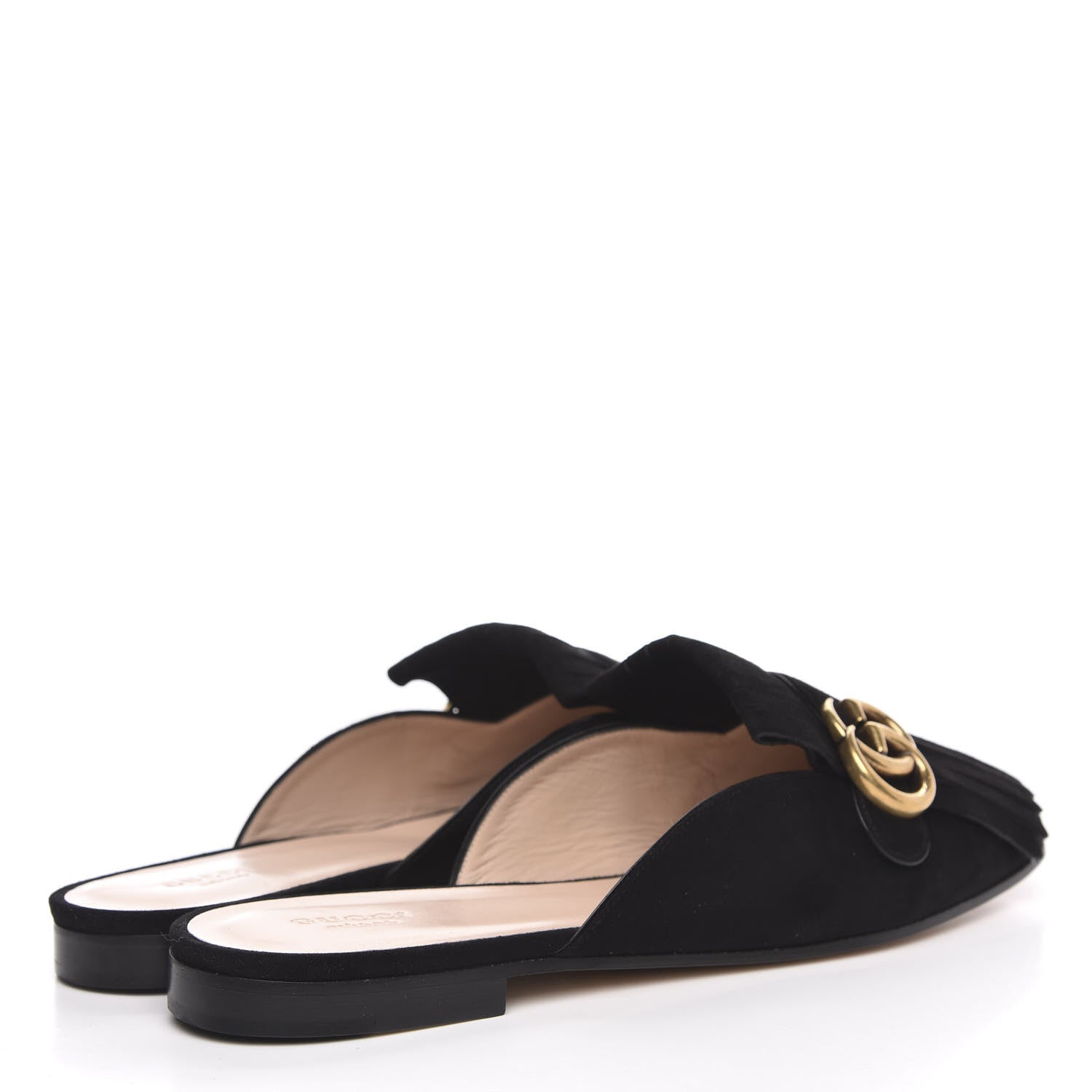 Gucci Kid Scamosciato GG Marmont Fringe Slippers 41 Black 4 of 8