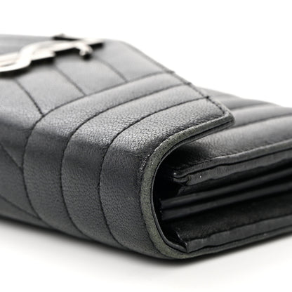 Saint Laurent Lambskin Mixed Matelasse Quilted Large Monogram Envelope Wallet Black 14 of 15