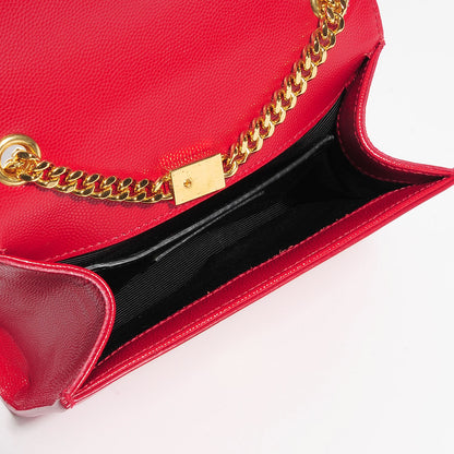 Saint Laurent Grain De Poudre Small Classic Monogram Satchel Lipstick Red 5 of 9