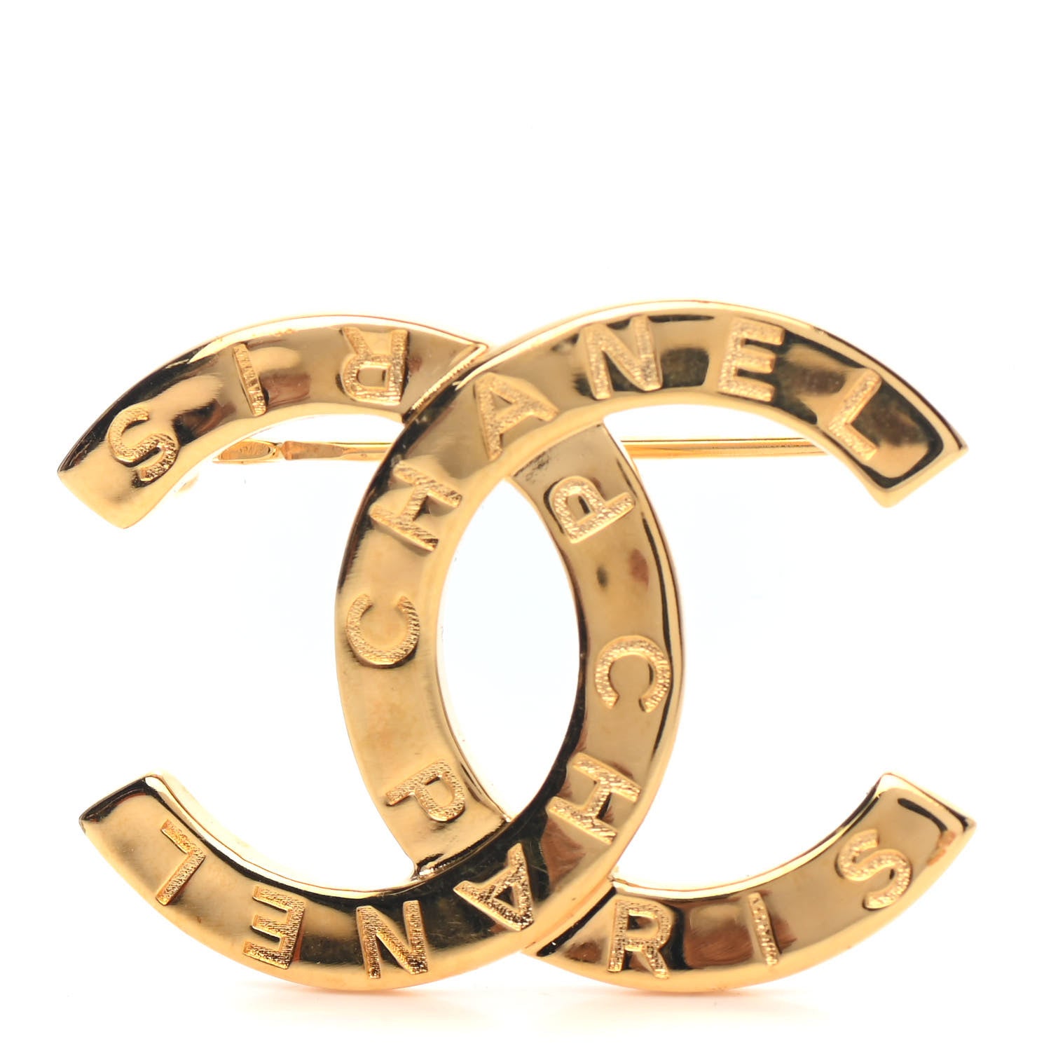 Chanel Metal Paris Button CC Large Brooch Gold 1 of 3