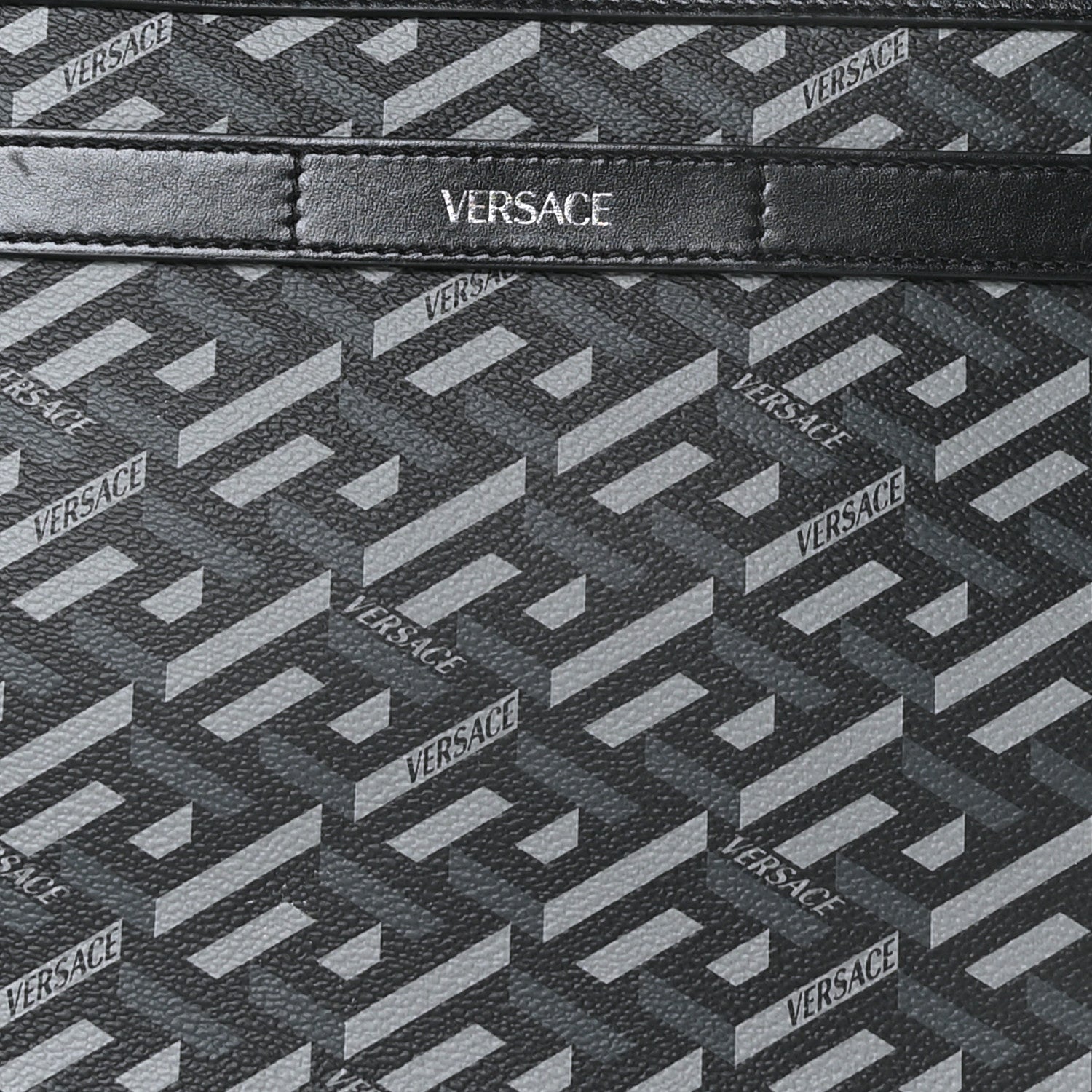Versace Coated Canvas Large La Greca Signature Pouch Black Grey 6 of 8