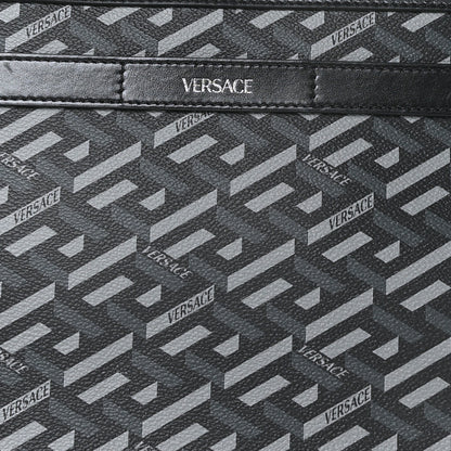 Versace Coated Canvas Large La Greca Signature Pouch Black Grey 6 of 8