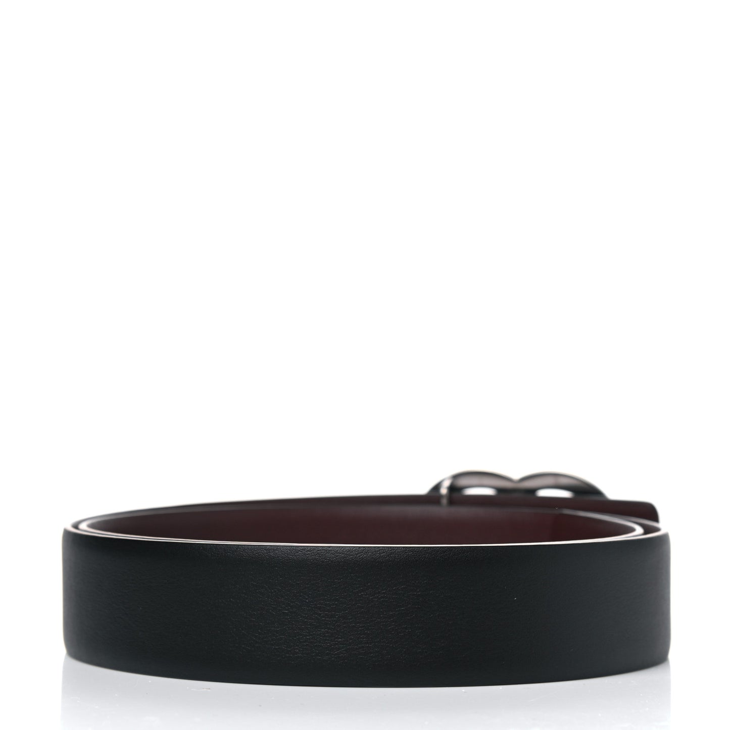 Calfskin CC Reversible Belt 75 Black Burgundy