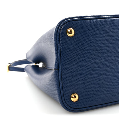 Prada Saffiano Cuir Medium Double Bag Bleuette Fuoco 8 of 9