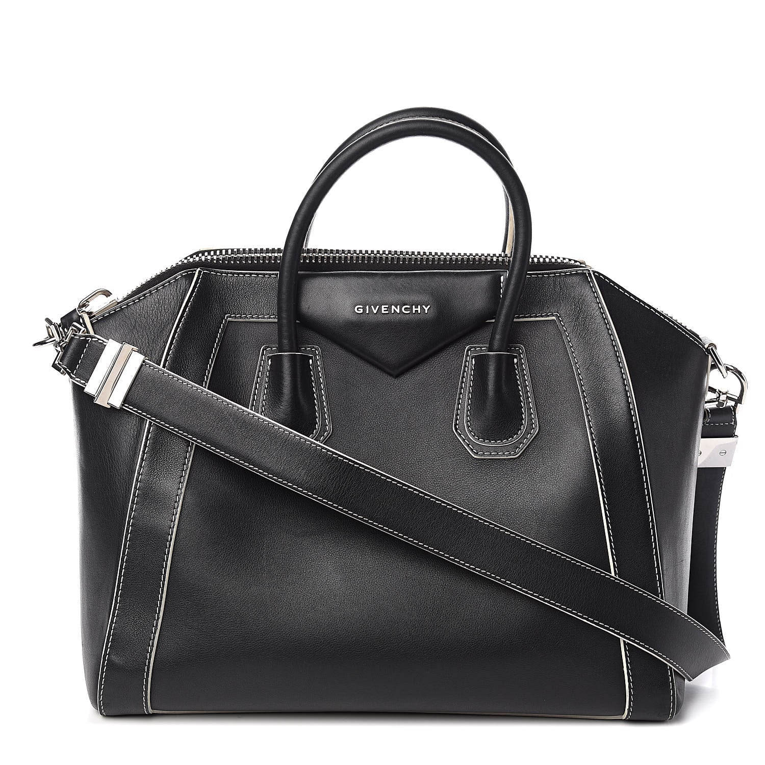 Givenchy Calfskin Contrast Stitched Medium Antigona Black 1 of 14