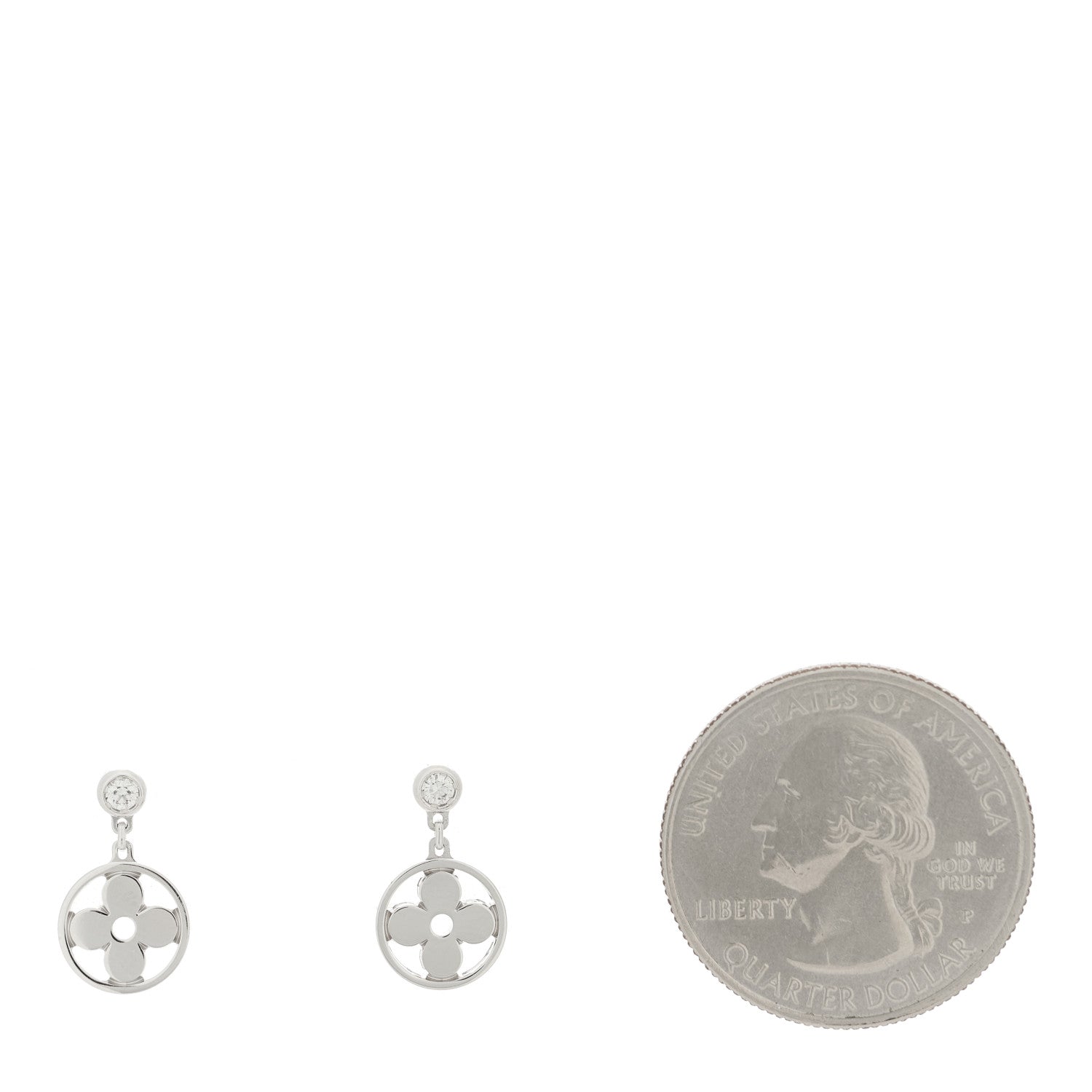 Louis Vuitton 18K White Gold Diamond Monogram Idylle Blossom Drop Earings 2 of 4