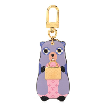 Louis Vuitton Monogram LV Marmott Bag Charm Key Holder Purple 1 of 5