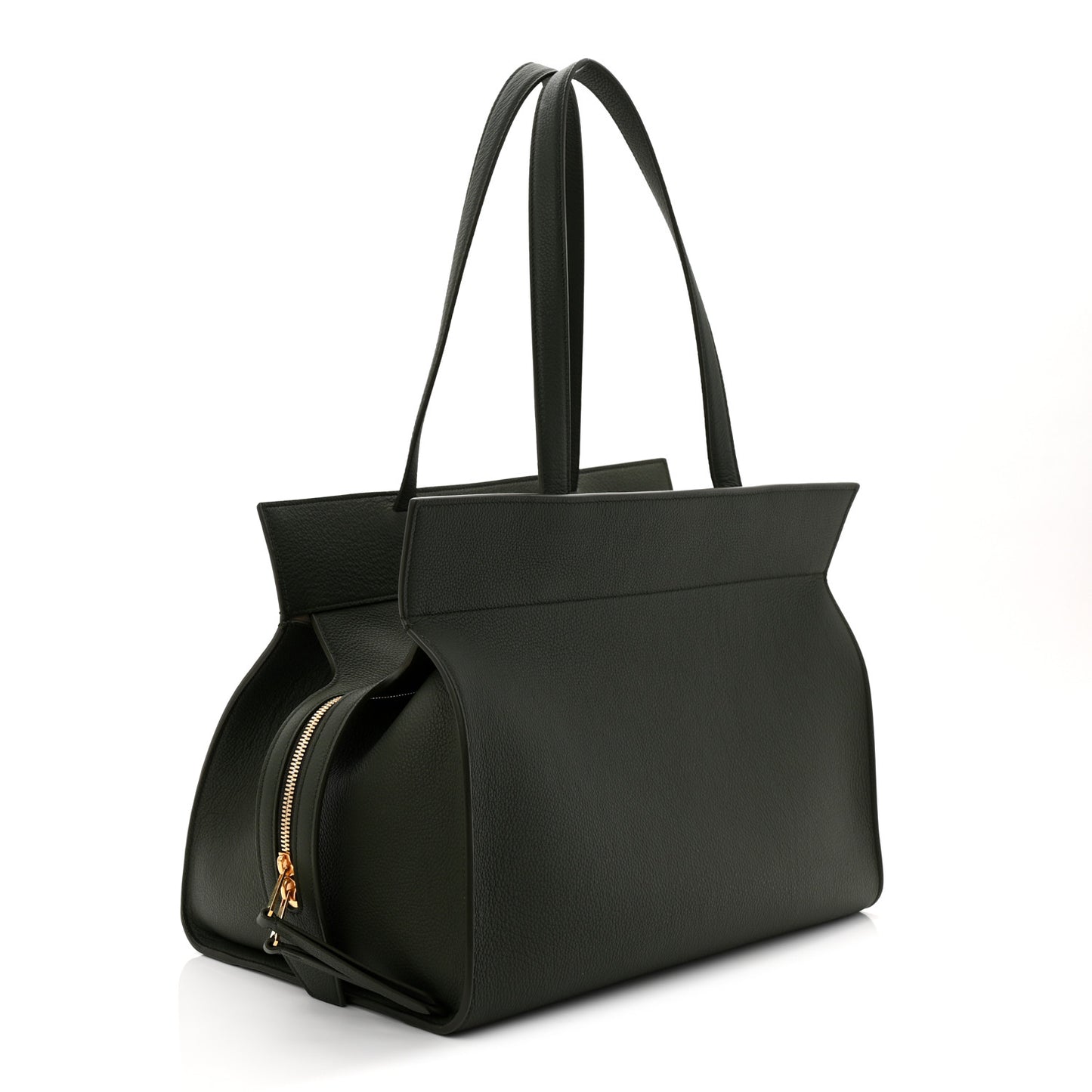 Pebbled Calfskin Crosby Tote Bottle Green
