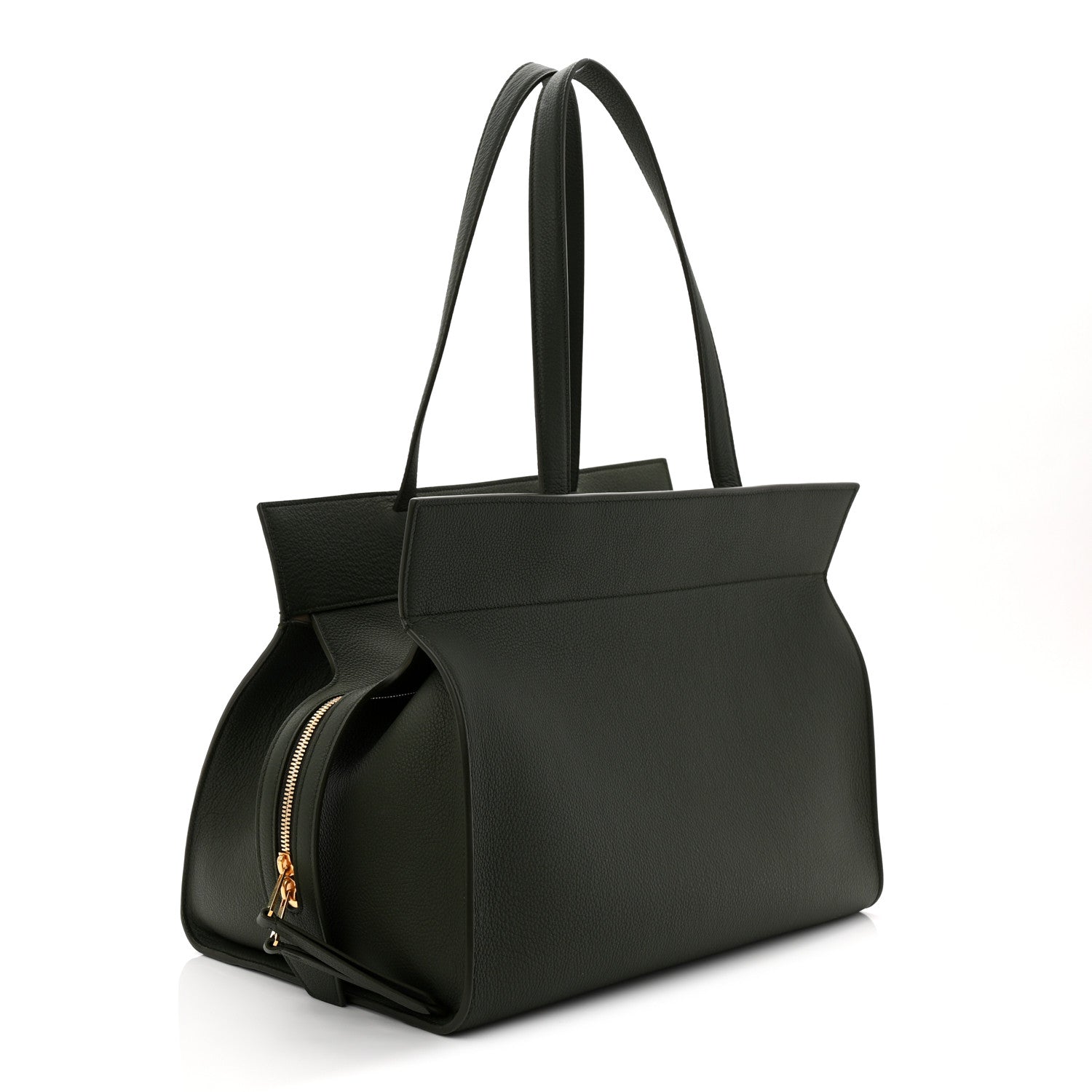 Khaite Pebbled Calfskin Crosby Tote Bottle Green 3 of 11