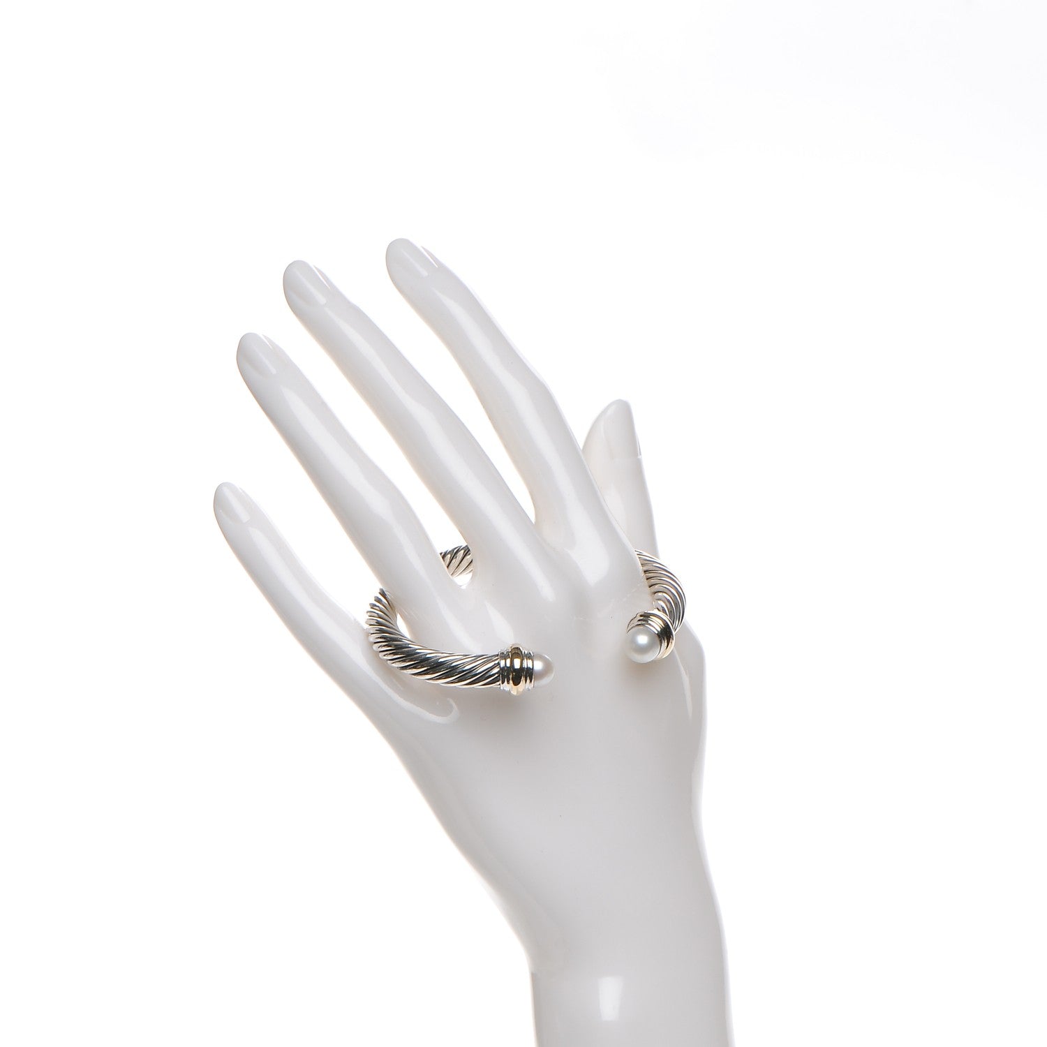David Yurman Sterling Silver 14K Yellow Gold Pearl 7mm Cable Classics Bracelet 2 of 6