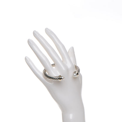David Yurman Sterling Silver 14K Yellow Gold Pearl 7mm Cable Classics Bracelet 2 of 6