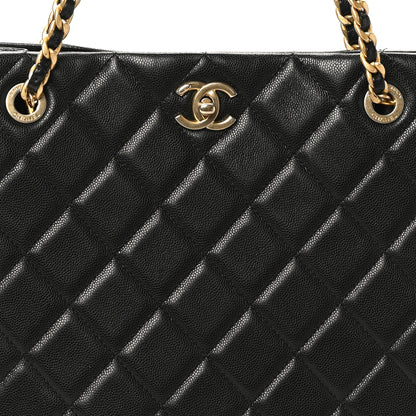 Chanel Caviar Quilted Sweet Vertical Shopping Tote Black 8 of 10