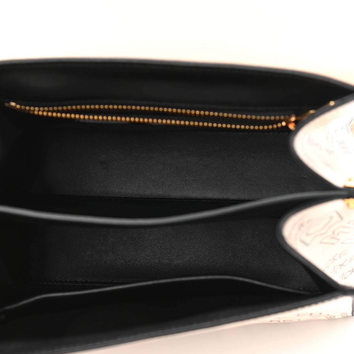Calfskin Graffiti Printed Welcome Satchel White Black