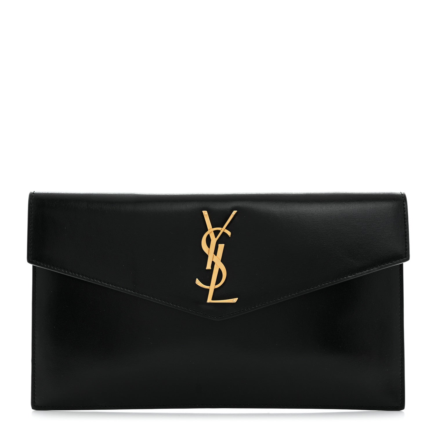 Saint Laurent Smooth Shiny Calfskin Monogram Uptown Pouch Black 1 of 8