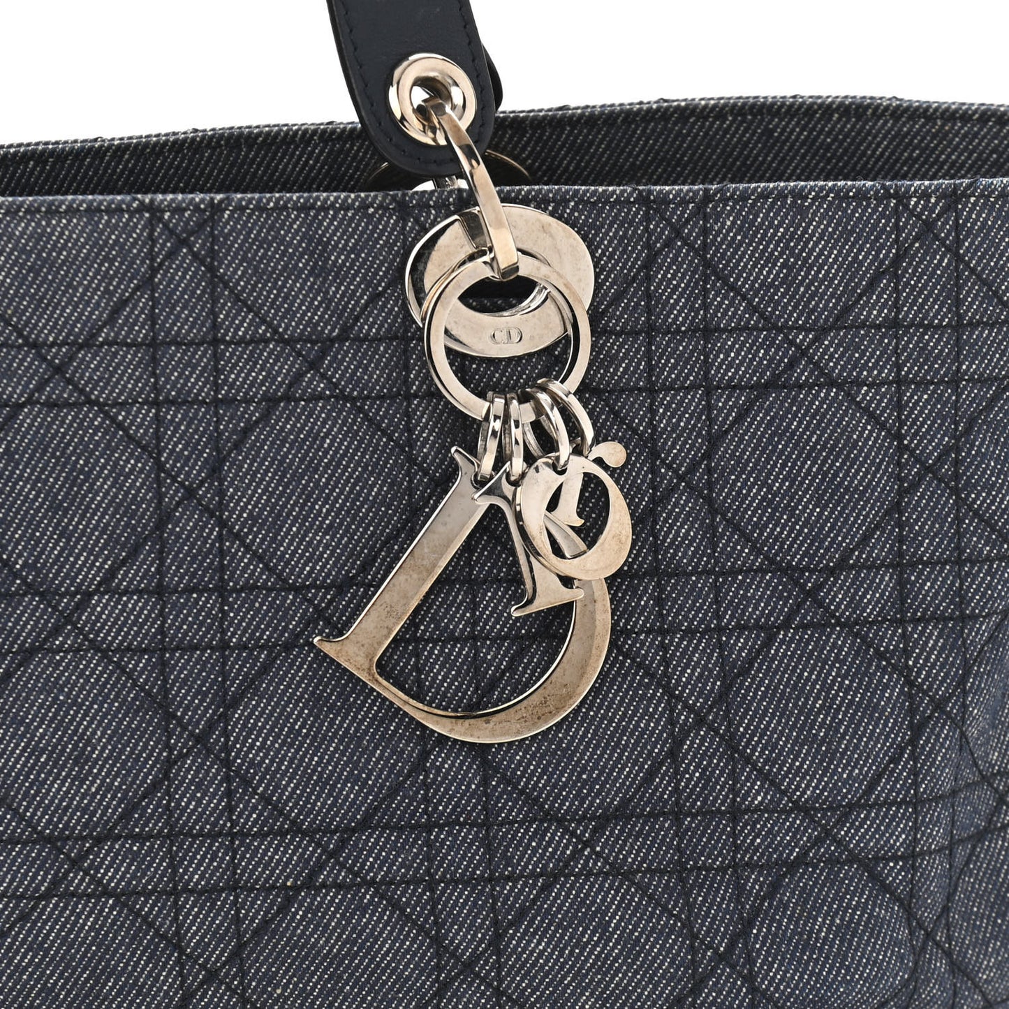 Denim Cannage Lady Dior Shopper Tote Blue